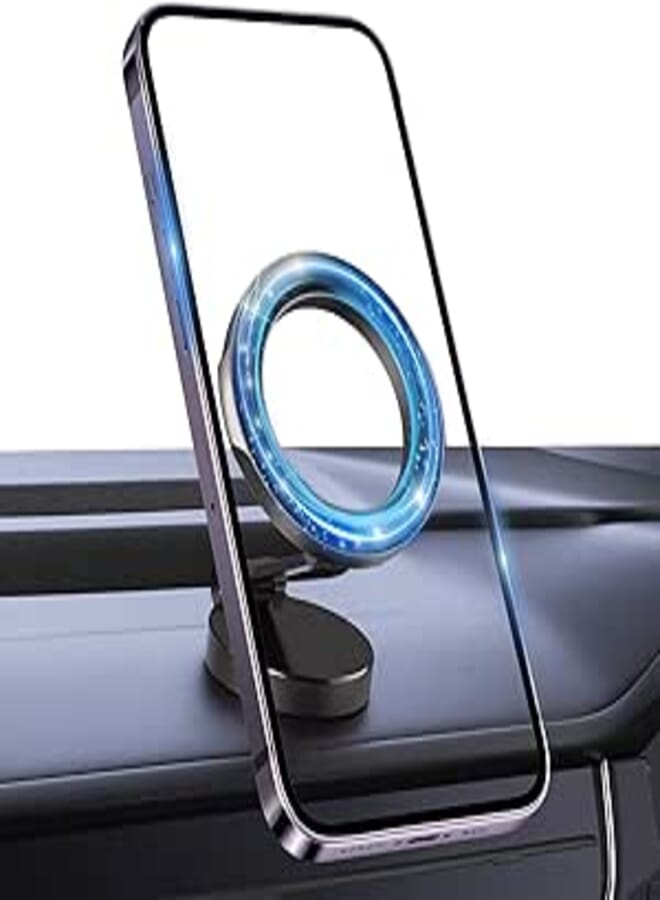 imluckies Magnetic Car Mount, [Upgrade Strong Magnets] Compatible with MagSafe Foldable Phone Holder for Car, Hands Free Dash Mount for iPhone 14 13 12 Pro Max Plus Mini, Dark